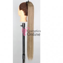 Extensie de par coada dreapta cu snur si pini 55 cm Cod D13861055 Saten Inchis cu Blond Mixt